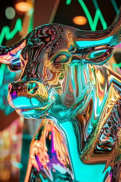 Shiny bull's head - Modern Art by Poster Art Shop