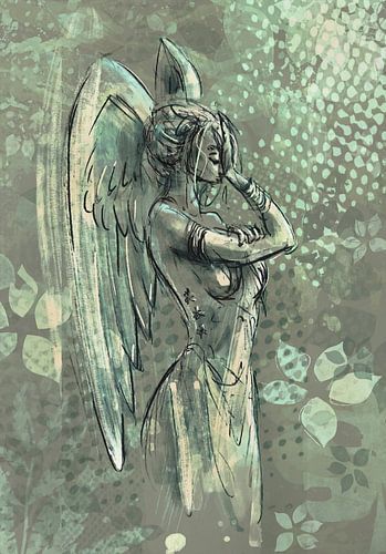 Serene engel in groen tinten