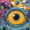 Illustration d'un monstre fantastique aux couleurs psychédéliques sur Eva Lee