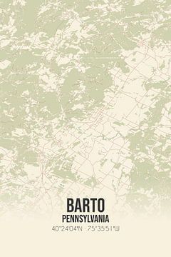 Vintage landkaart van Barto (Pennsylvania), USA. van Rezona