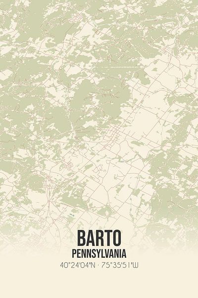 Vintage map of Barto (Pennsylvania), USA. by Prints of Place