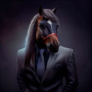 Stattliches Porträt eines Pferdes in einem schicken Anzug von Maarten Knops