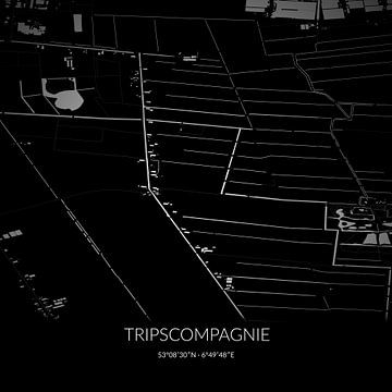 Zwart-witte landkaart van Tripscompagnie, Groningen. van Rezona