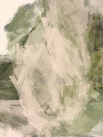 Muted green strokes - abstract painting by Dina Dankers