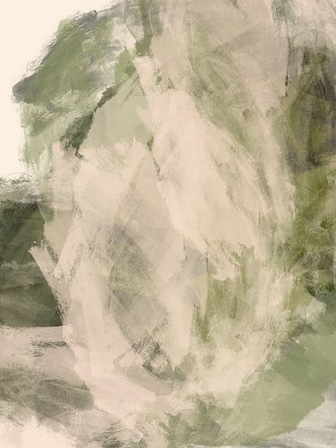 Muted green strokes - abstract painting by Dina Dankers