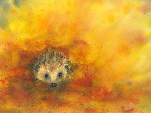 Hérisson dans les feuilles d'automne