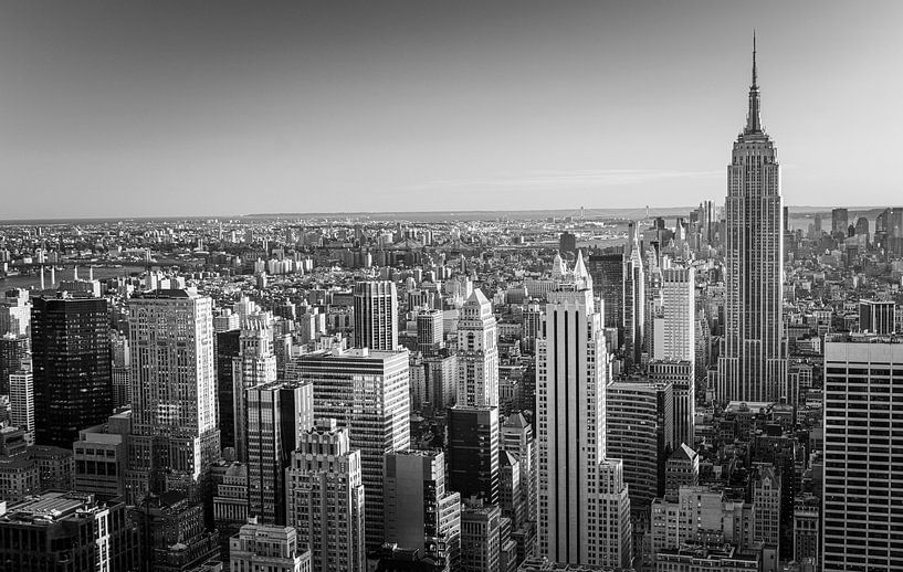 Manhattan in Zwart wit gezien vanuit Top of the Rock van Henk Meijer Photography