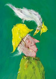Whimsical Man with Bird by Natascha Baumgärtner