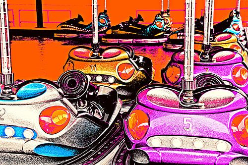 Colourful box cars at the funfair