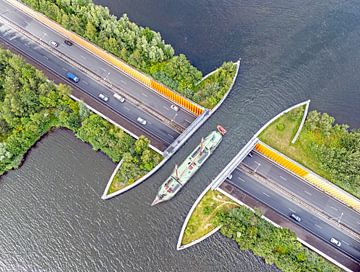 Aerial view of Veluwemeer aqueduct in Harderwijk Netherlands by Eye on You