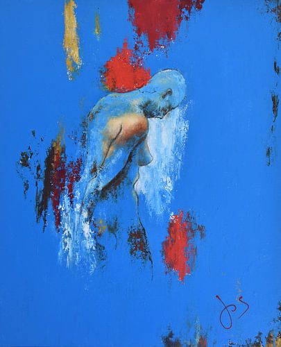 Unter Druck, Frau vor abstraktem Hintergrund