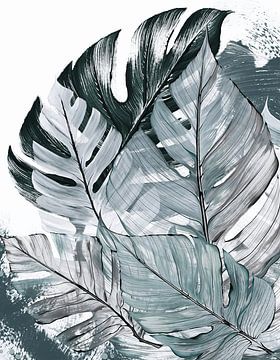 Abstracte Monstera Bladeren Artistieke Print van Adi Prasetyo