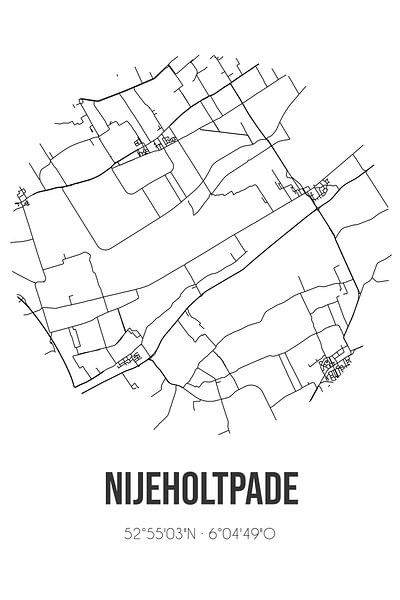 Nijeholtpade (Fryslan) | Map | Black and white by Prints of Place