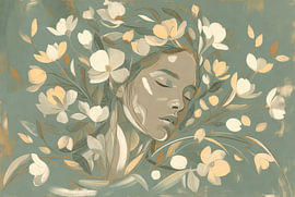 Blütenfrau | Salbeigrün | Verträumt | Botanisch von Imperial Art House