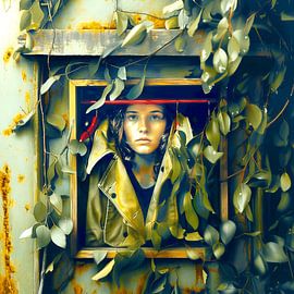 Junge Frau versteckt Unsicherheit ängstlich