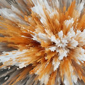 Explosion in Farbe Orange Weiß Abstraktes Feuerwerk von Eva Lee