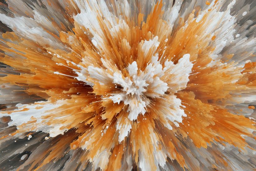 Explosion de couleurs Orange Blanc Abstrait Feu d'artifice par Eva Lee