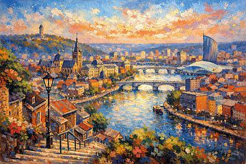 Lüttich, Belgien, ein impressionistisches Gemälde. von Galerie Hoppenbrouwers