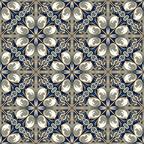 Carrelage élégant à motif sans couture - Design ornemental classique bleu &amp ; or