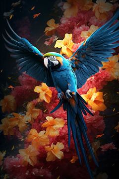 Tropical Blue Parrot by New Future Art Gallery