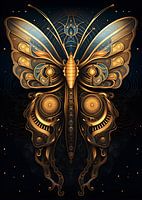 Black and gold butterfly Art Deco style