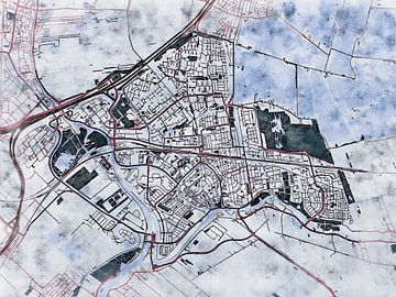 Kaart van Gouda in de stijl 'White Winter' van Maporia