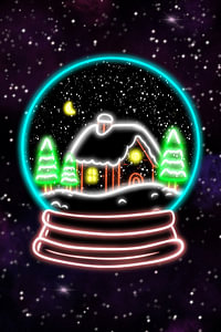 Neon-Schneekugel