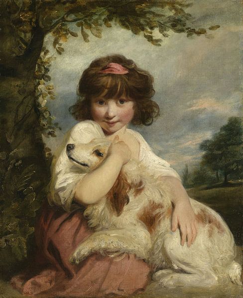 Ein junges Mädchen und ihr Hund, Joshua Reynolds von Meisterhafte Meister