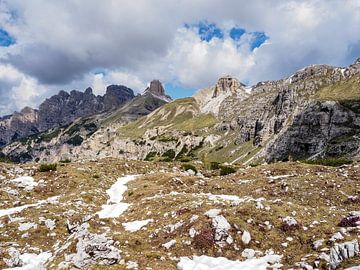 Majestic Three Peaks in South Tyrol - iconic mountain massif of the Dolomites, spectacular in light, shape and alpine landscape by Miriam Schwarzfischer Fotografie