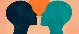 Faces in dialogue - play of colours by Poster Art Shop
