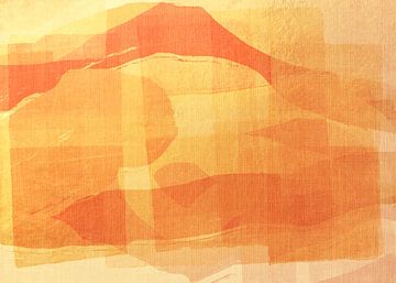 Berg in gouden licht. Abstract landschap in warme pastels van Dina Dankers