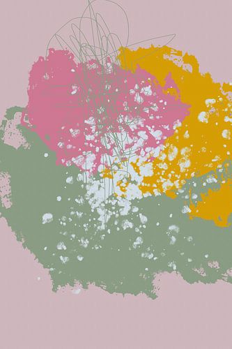 Moderne abstracte kunst. Heldere pastelkleuren. Roze, groen, geel.