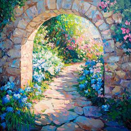 Blühender Gartenweg von Poster Art Shop