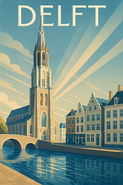 Delft Poster - Vintage Reismuurkunst van Travel Shop