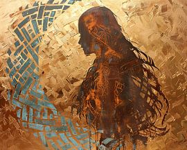 Woman Gold Silhouette | Veiled Aura of Secrecy by Art Whims