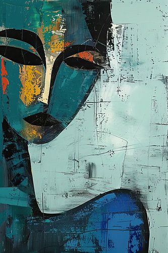 Abstract Woman | Minimalist Portrait with Colourful Faces by Eye catching paintings