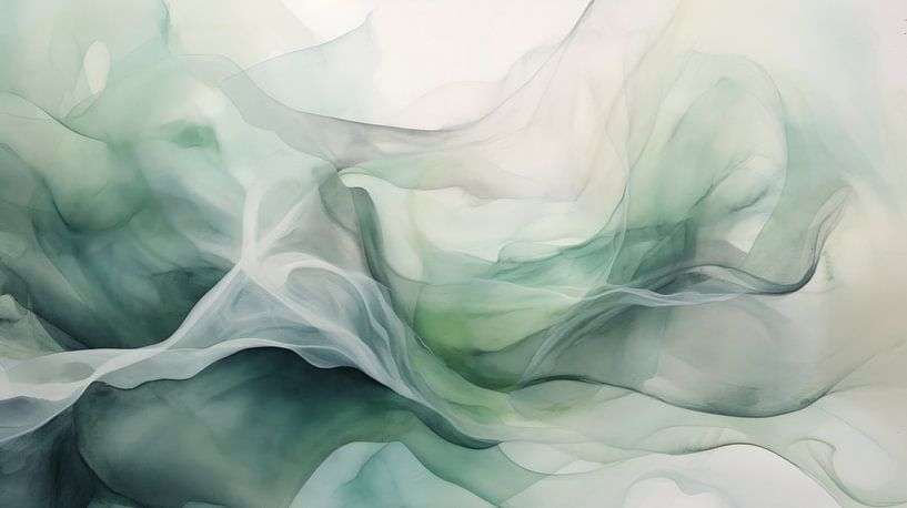 Abstract soft wavy image in pastel green shade by Natasja Haandrikman