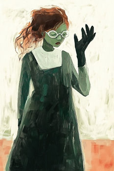 girl with glasses and glove