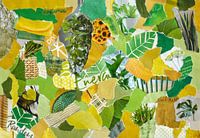 Collage de recyclage d'inspiration en vert jaune rétro