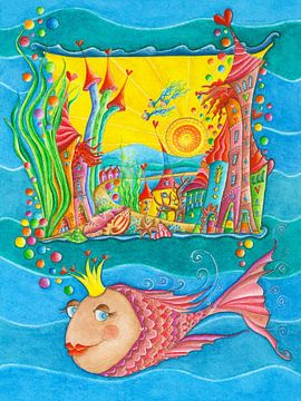 La reine des poissons rouges et le monde sous-marin multicolore sur Sonja Mengkowski