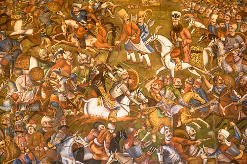 Perzische fresco: ruitergevecht