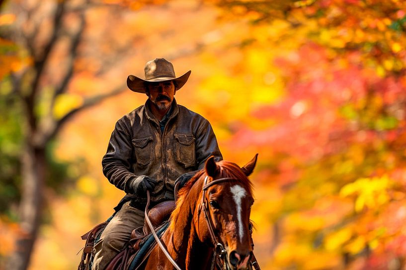 Rider in the autumn forest by Poster Art Shop