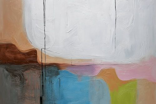 Colourful abstract landscape with white top layer