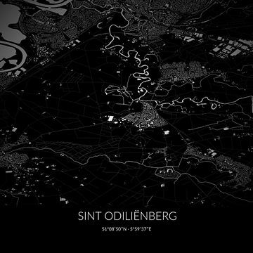 Carte en noir et blanc de Sint Odiliënberg, Limburg. sur Rezona