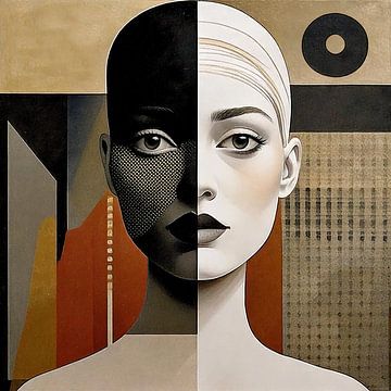 TW living - woman in Ton Sur Ton - Abstract portret by TW living