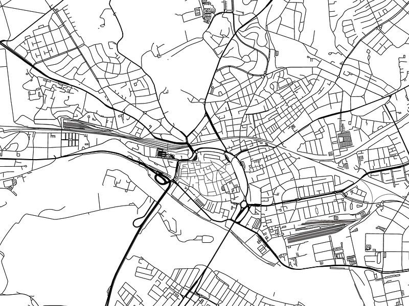 Karte von Arnhem in Schwarz ud Weiss von De Kaartenwinkel