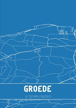 Blauwdruk | Landkaart | Groede (Zeeland) van MijnStadsPoster