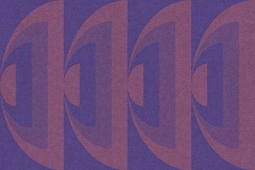 Retro geometrisch patroon. Bauhaus stijl. Blauw en zacht rood. van Dina Dankers
