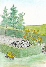 Küchengarten mit Schubkarre von Marjolijn de Winter