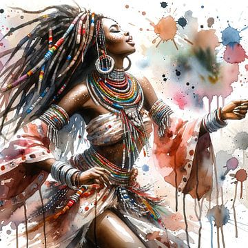 Afrikaanse danseres #2 van Chromatic Fusion Studio